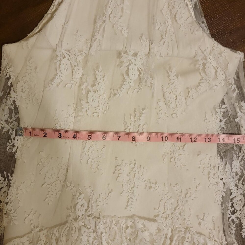 BHLDN Lace Halter Ruffle Peekaboo Maxi Dress Wedding Whimsical Romantic Womens S - Picture 5 of 10